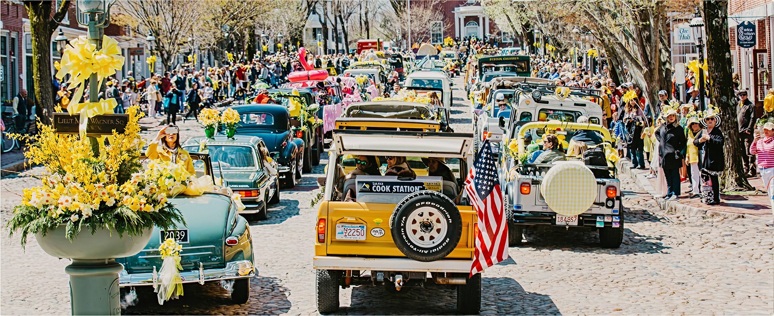 Downtown Nantucket celebrating The Daffodil Festival
