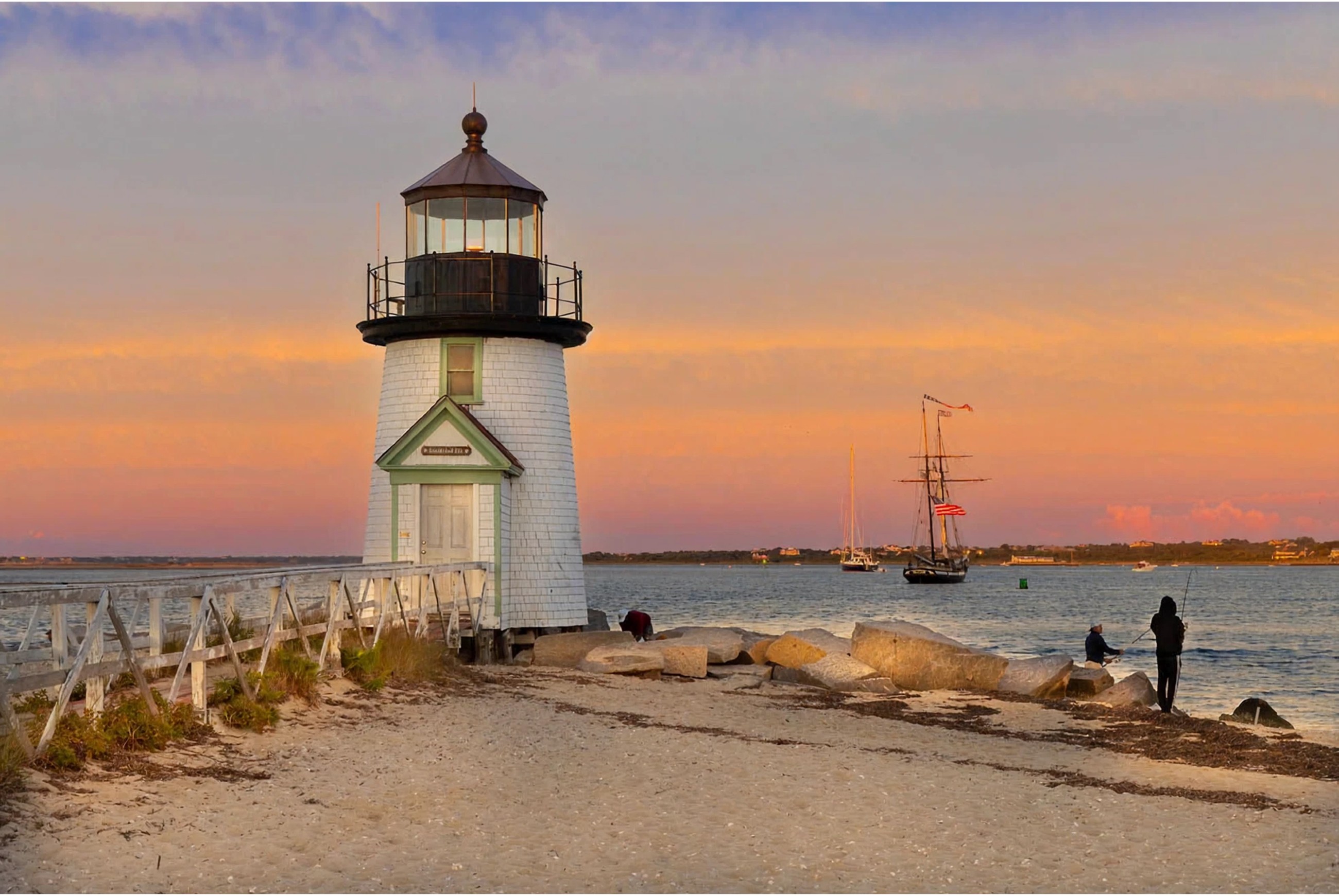 Lighthouse At The Beach During Sunset On Nantucket